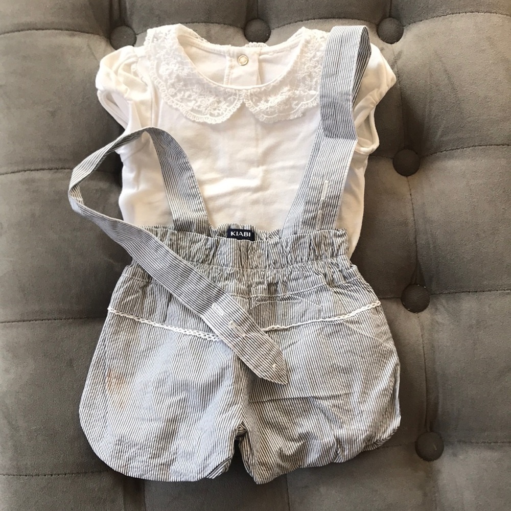 Cute Baby Set White Lace Collar & Shorts size 3 M